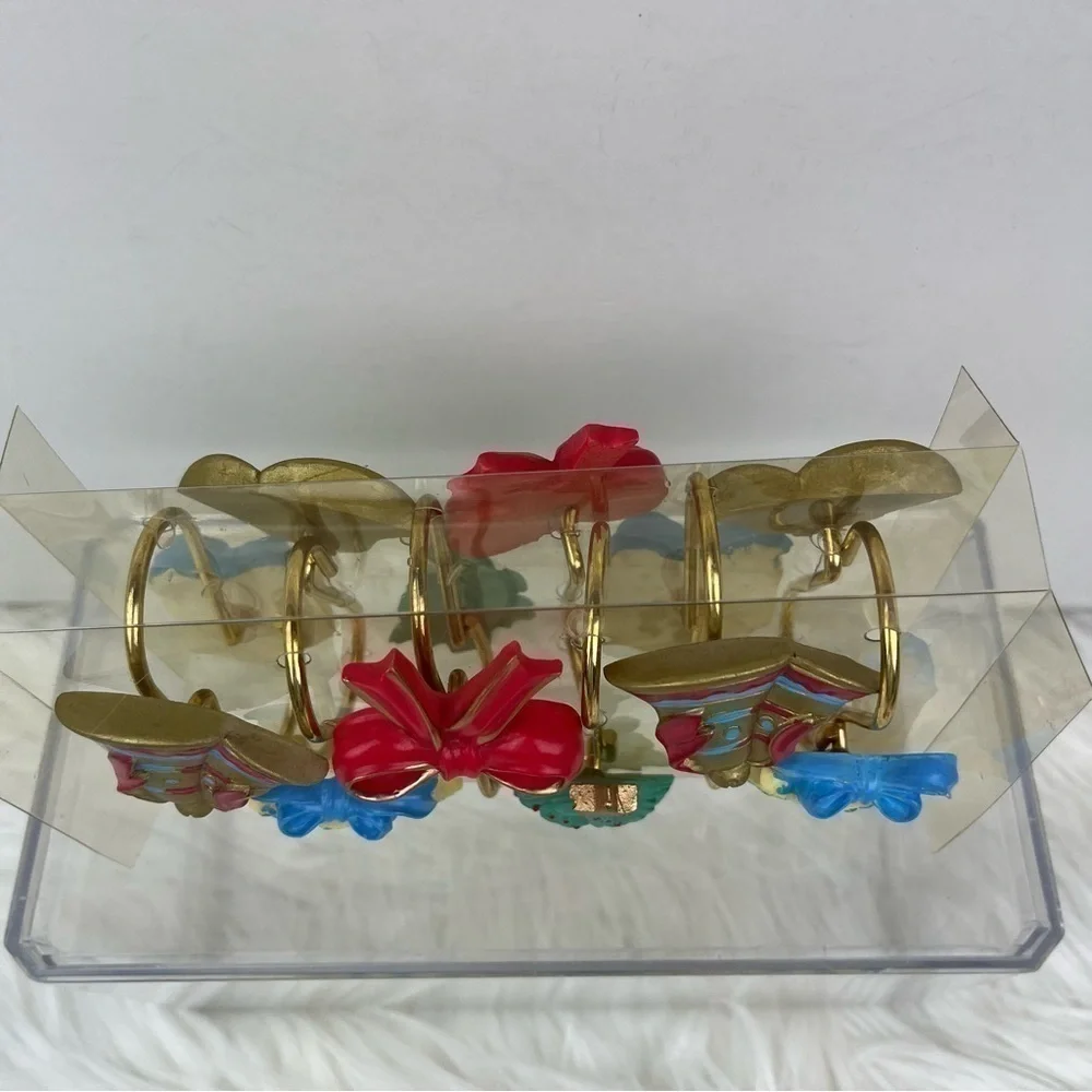 Set of 12 Christmas Shower Curtain Hooks Hand Painted Holiday Bathroom Decor